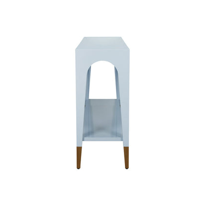Worlds Away - Two Tier Tapered Leg Console With Antique Brass Foot Caps In Light Blue Lacquer - LAVERNE LB view 3