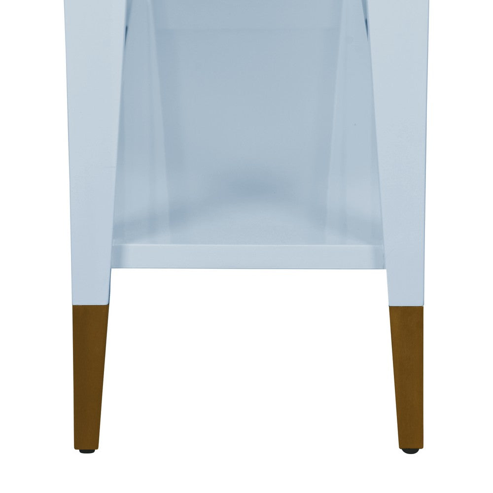 Worlds Away - Two Tier Tapered Leg Console With Antique Brass Foot Caps In Light Blue Lacquer - LAVERNE LB view 4