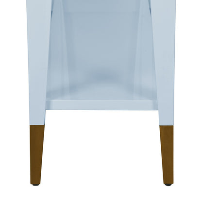 Worlds Away - Two Tier Tapered Leg Console With Antique Brass Foot Caps In Light Blue Lacquer - LAVERNE LB view 4