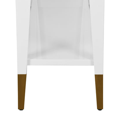 Worlds Away - Two Tier Tapered Leg Console With Antique Brass Foot Caps In White Lacquer - LAVERNE WH view 5