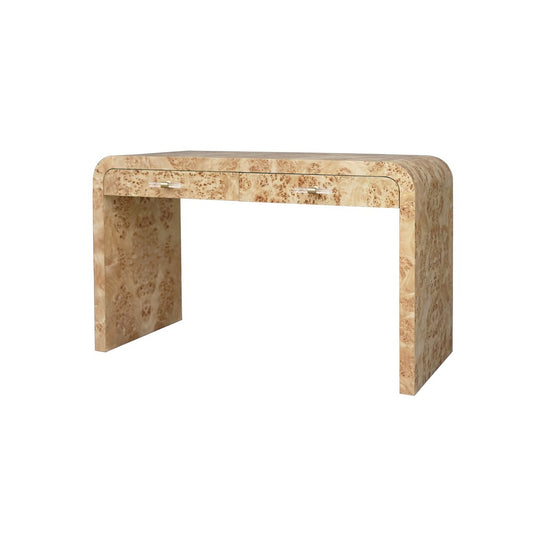 Worlds Away - Waterfall Edge Desk In Burl Wood - PETRA BW view 1