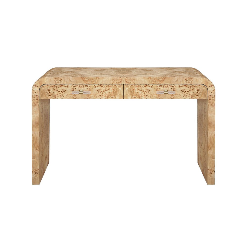 Worlds Away - Waterfall Edge Desk In Burl Wood - PETRA BW view 2