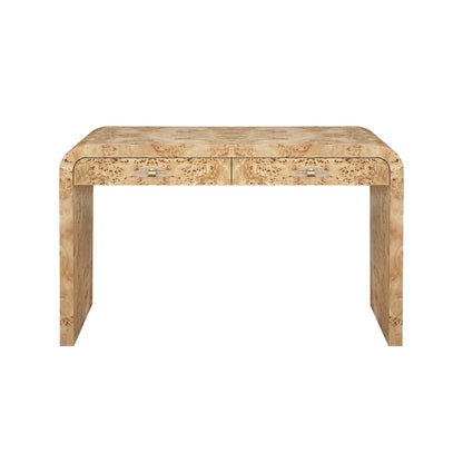 Worlds Away - Waterfall Edge Desk In Burl Wood - PETRA BW view 2