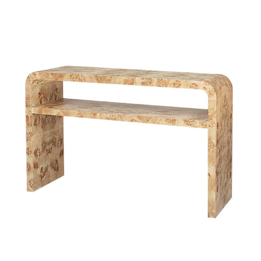 Worlds Away - Waterfall Edge Two Tier Console Table In Burl Wood - MARSHALL BW view 1