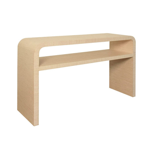 Worlds Away - Waterfall Edge Two Tier Console Table In Natural Grasscloth - MARSHALL NAT view 1