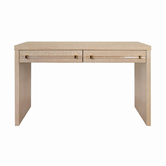Worlds Away - Waterfall Two Drawer Desk With Brass And Acrylic Hardware In Cerused Oak - RALPH CO view 1