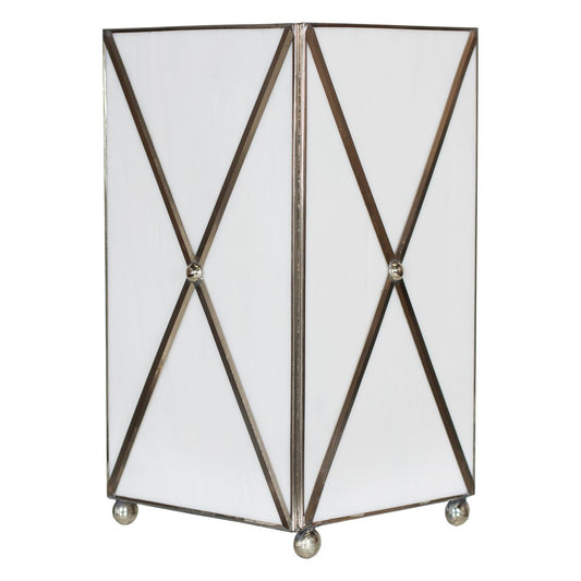 Worlds Away - White Glass Xhatch Wastebasket - WBCLARO view 1