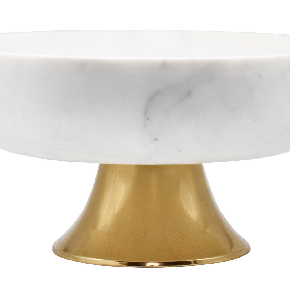 Worlds Away - White Marble Bowl With Brass Tapered Pedestal Base - BRISSA view 2