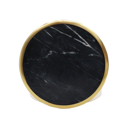 Worlds Away - White Marble Container With Black Marble Top With Brass Rim - KHALID view 3
