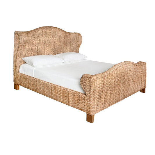 Worlds Away - Winged Headboard And Footboard With Side Rails In Natural Water Hyacinth, King Size - JOVI KING view 1