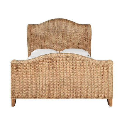 Worlds Away - Winged Headboard And Footboard With Side Rails In Natural Water Hyacinth, Queen Size - JOVI QUEEN view 2