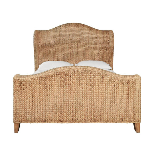 Worlds Away - Winged Headboard And Footboard With Side Rails In Natural Water Hyacinth, Queen Size - JOVI QUEEN view 2