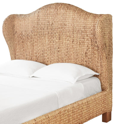 Worlds Away - Winged Headboard And Footboard With Side Rails In Natural Water Hyacinth, Queen Size - JOVI QUEEN view 3