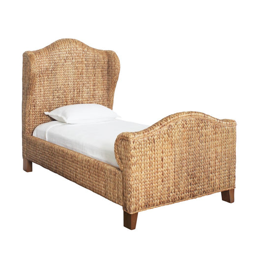 Worlds Away - Winged Headboard And Footboard With Side Rails In Natural Water Hyacinth, Twin Size - JOVI TWIN view 1