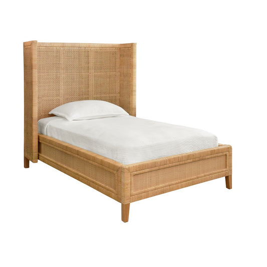 Worlds Away - Winged Headboard And Platform In Radio Weave Wrapped Rattan, Twin Size - DOLLY TWIN view 1