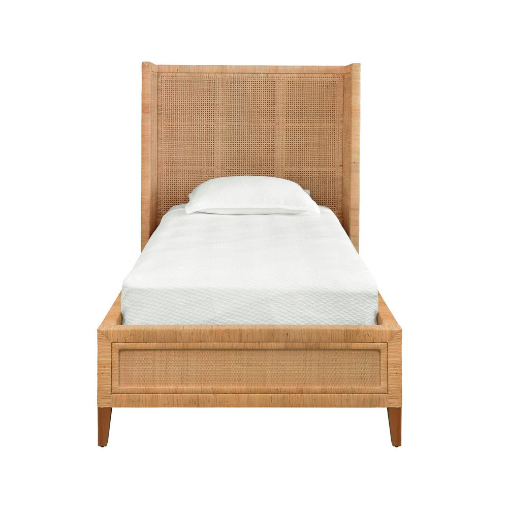 Worlds Away - Winged Headboard And Platform In Radio Weave Wrapped Rattan, Twin Size - DOLLY TWIN view 2