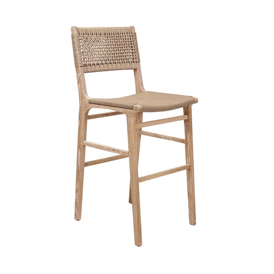Worlds Away - Woven Back Bar Stool With Rush Seat In Cerused Oak - CARSON CO view 1