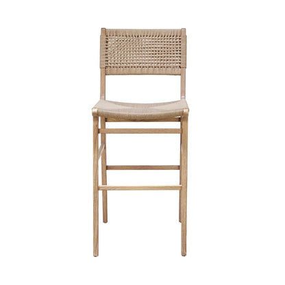 Worlds Away - Woven Back Bar Stool With Rush Seat In Cerused Oak - CARSON CO view 2