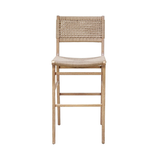 Worlds Away - Woven Back Bar Stool With Rush Seat In Cerused Oak - CARSON CO view 2