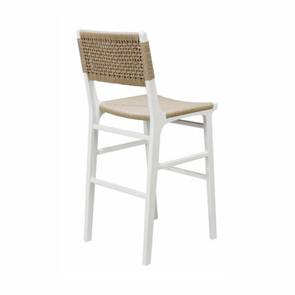 Worlds Away - Woven Back Bar Stool With Rush Seat In Matte White Lacquer - CARSON WH view 3