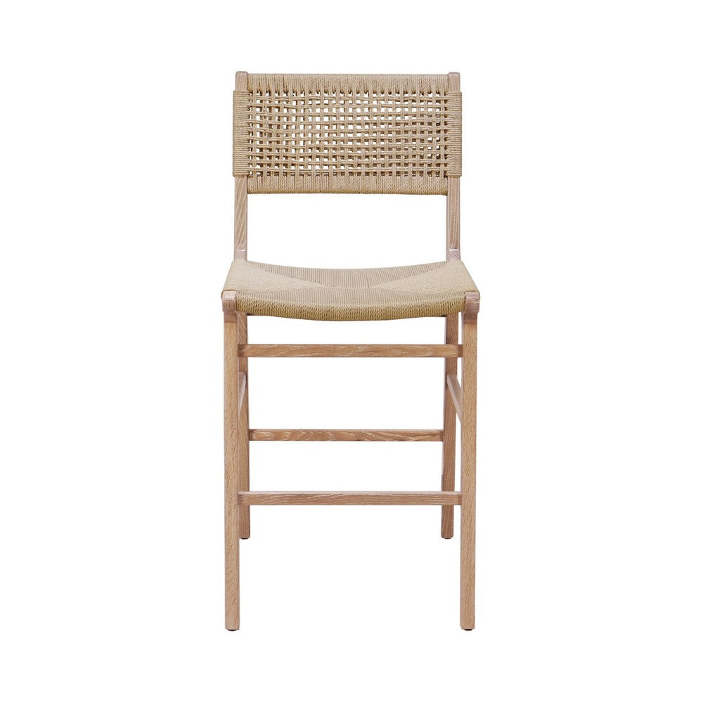Worlds Away - Woven Back Counter Stool With Rush Seat In Cerused Oak - ASTRID CO view 2