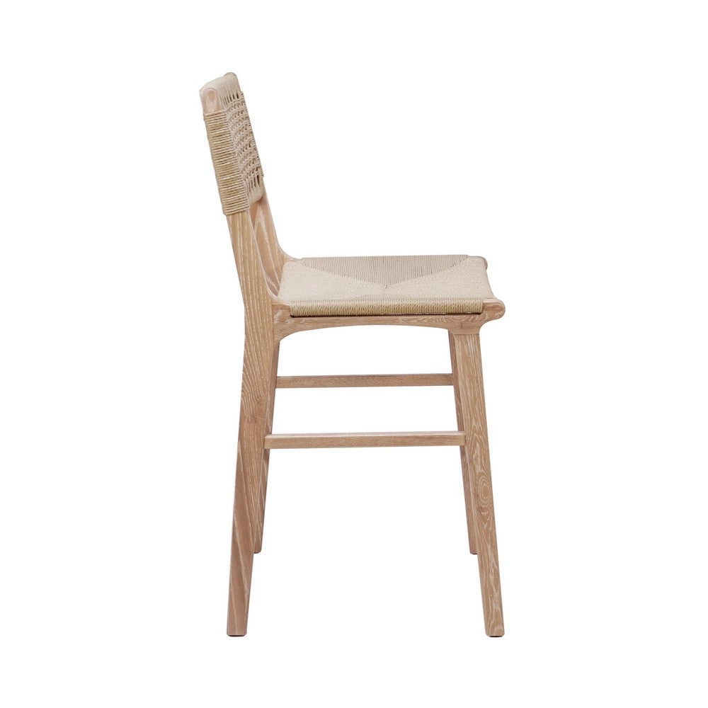 Worlds Away - Woven Back Counter Stool With Rush Seat In Cerused Oak - ASTRID CO view 3