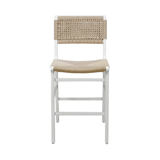 Worlds Away - Woven Back Counter Stool With Rush Seat In Matte White Lacquer - ASTRID WH view 2