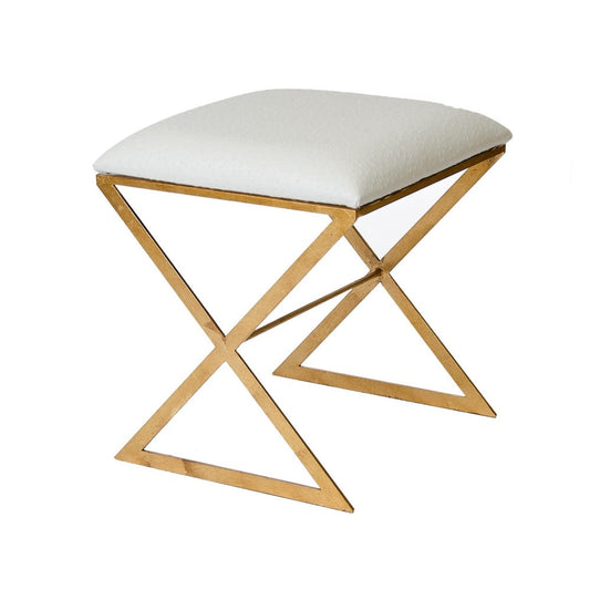 Worlds Away - "X" Stool, Gold W Cream Ostrich - X SIDE GUO view 1