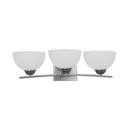 Yosemite Home Decor - Alta Peak 3 Light Bathroom Vanity in Satin Steel Finish with White Glass - 107-3V-AWSS veiw 1