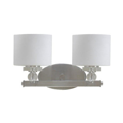 Yosemite Home Decor - Mitchell Peak 2 Light Vanity in Satin Steel Finish with Dove White Glass - 2009-2V-SS veiw 1