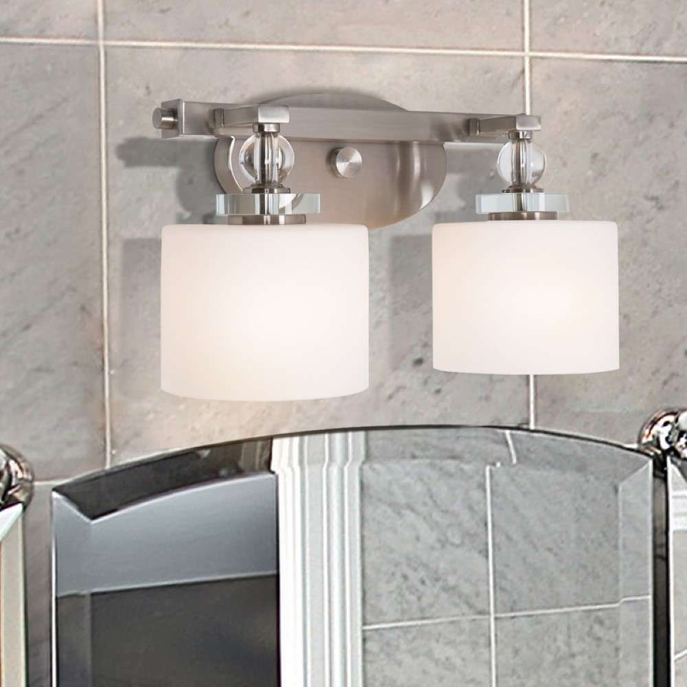 Yosemite Home Decor - Mitchell Peak 2 Light Vanity in Satin Steel Finish with Dove White Glass - 2009-2V-SS veiw 2
