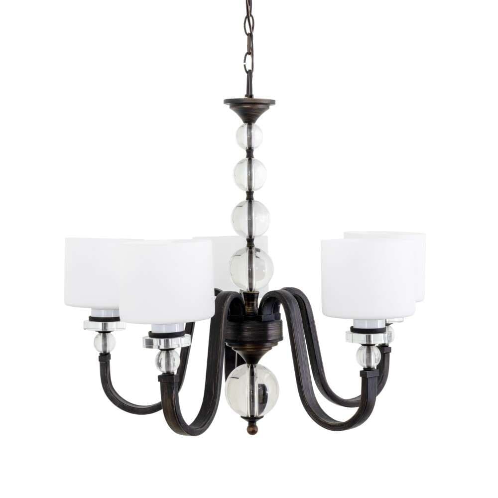 Yosemite Home Decor - Mitchell Peak 5 Light Chandelier in Oil Rubbed Bronze Finish with Dove White Glass - 2009-5U-ORB veiw 3