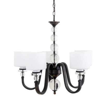 Yosemite Home Decor - Mitchell Peak 5 Light Chandelier in Oil Rubbed Bronze Finish with Dove White Glass - 2009-5U-ORB veiw 3