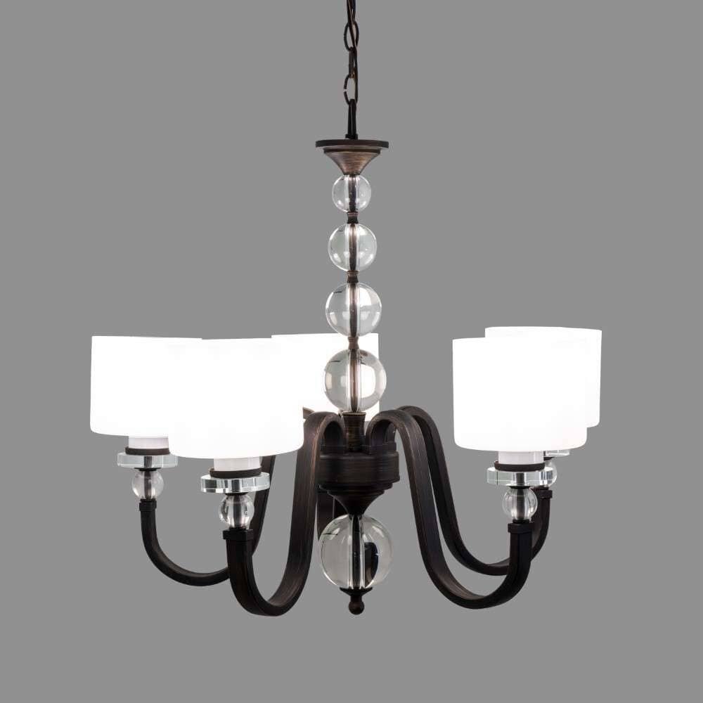 Yosemite Home Decor - Mitchell Peak 5 Light Chandelier in Oil Rubbed Bronze Finish with Dove White Glass - 2009-5U-ORB veiw 4