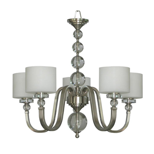 Yosemite Home Decor - Mitchell Peak 5 Light Chandelier in Satin Steel Finish with Dove White Glass - 2009-5U-SS veiw 1