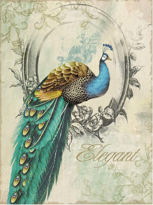 Yosemite Home Decor - Peacock Poise I Printed on Canvas with Foil - YFSPARROWL veiw 1