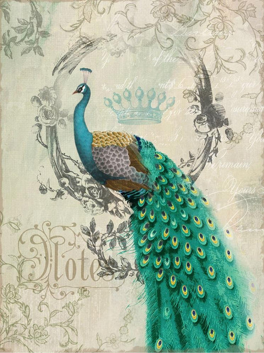 Yosemite Home Decor - Peacock Poise II Printed on Canvas with Foil - YFSPARROWR veiw 1