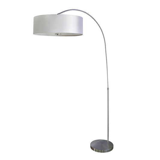 Yosemite Home Decor - Yosemite Home Decor 1 Light Arc Floor Lamp in Satin Steel Finish with Pristine White Shade - PFL128PW-SS veiw 1