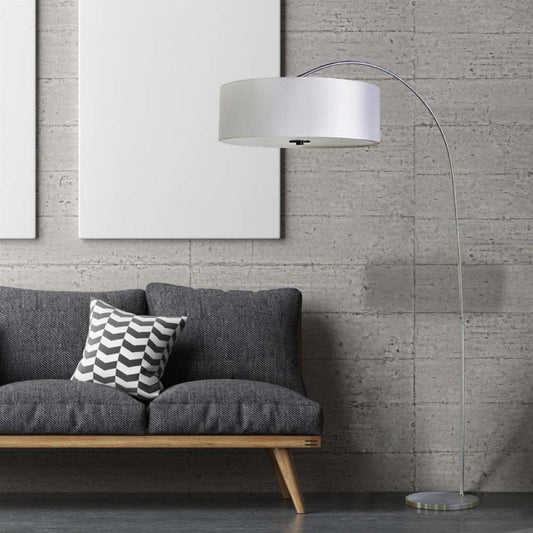 Yosemite Home Decor - Yosemite Home Decor 1 Light Arc Floor Lamp in Satin Steel Finish with Pristine White Shade - PFL128PW-SS veiw 2
