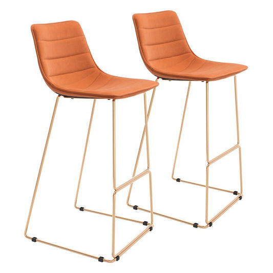 Zuo Modern - Adele Barstool (Set of 2) Orange & Gold - 109502 veiw 1