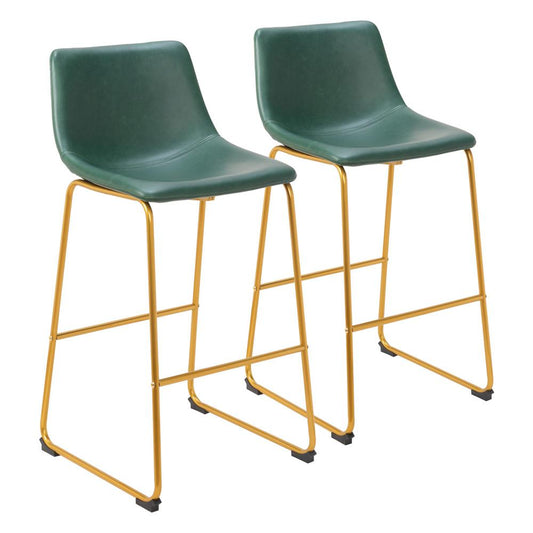 Zuo Modern - Augusta Barstool (Set of 2) Green & Gold - 109961 veiw 1