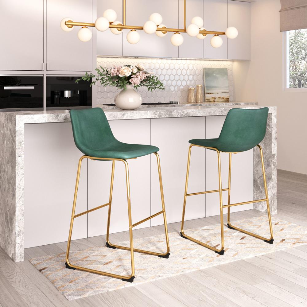 Zuo Modern - Augusta Barstool (Set of 2) Green & Gold - 109961 veiw 5