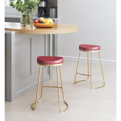 Zuo Modern - Bree Counter Stool (Set of 2) Burgundy & Gold - 101261 veiw 5