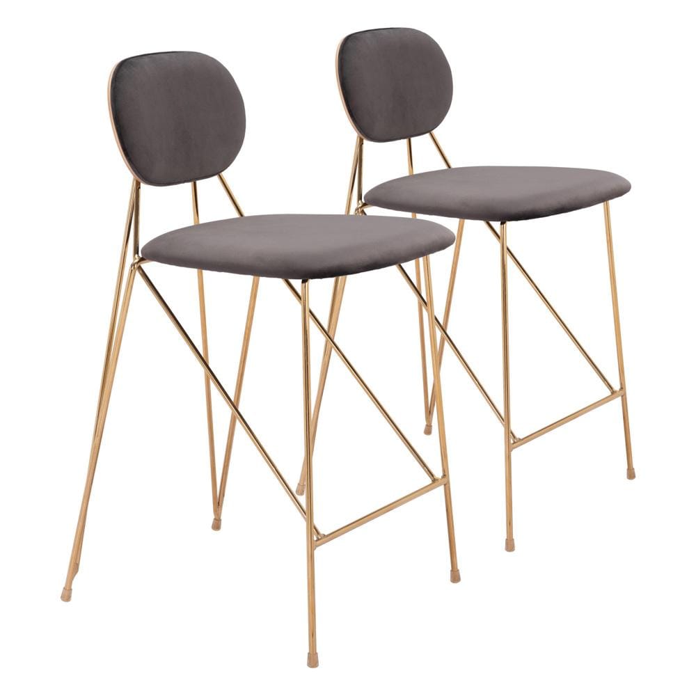 Zuo Modern - Georges Counter Stool (Set of 2) Gray & Gold - 109662 veiw 1