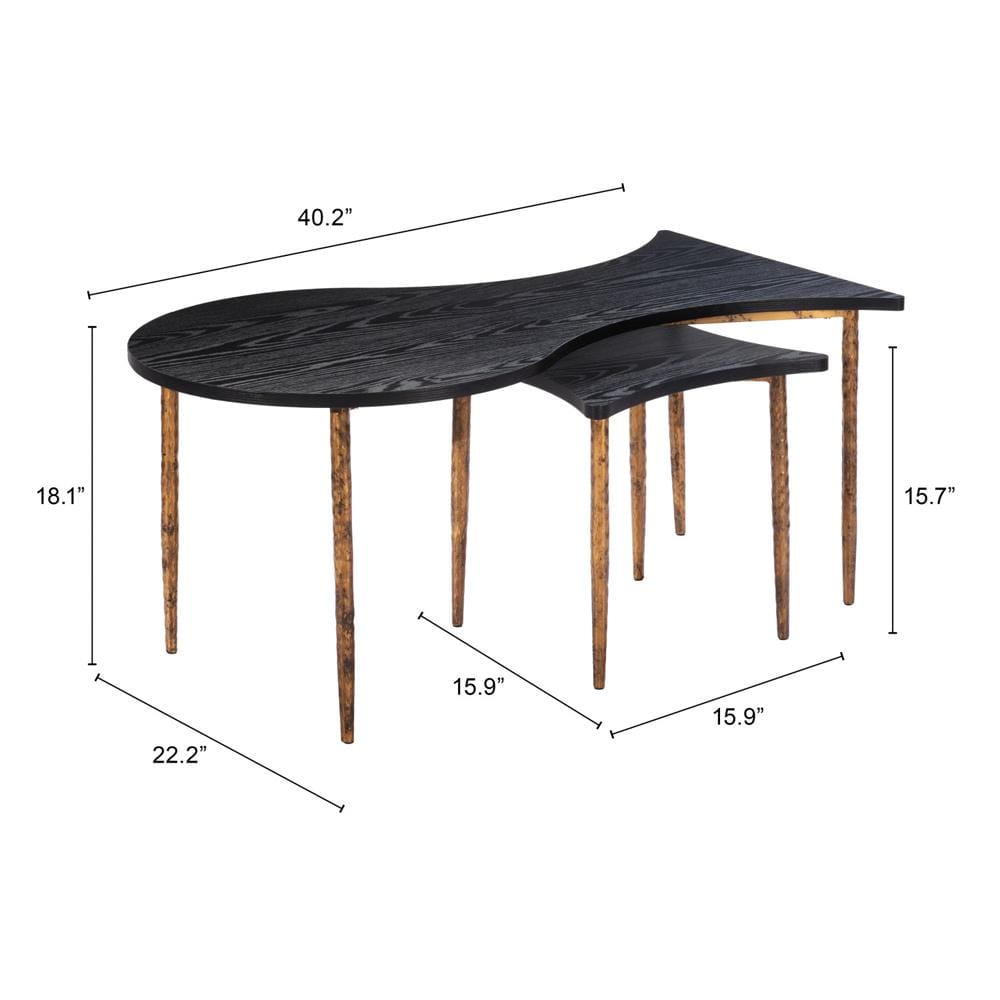 Zuo Modern - Norden Coffee Table Set (2-Piece) Black & Bronze - 110032 veiw 5