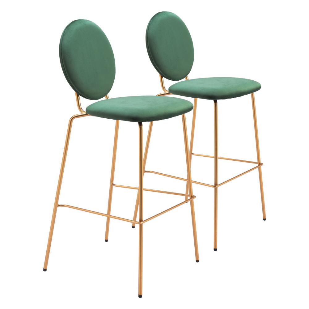 Zuo Modern - Odessa Barstool (Set of 2) Green & Gold - 109806 veiw 1