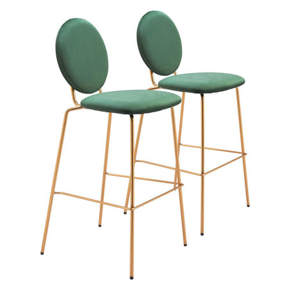 Zuo Modern - Odessa Barstool (Set of 2) Green & Gold - 109806 veiw 1