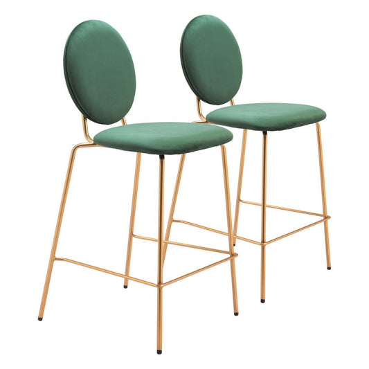Zuo Modern - Odessa Counter Stool (Set of 2) Green & Gold - 109805 veiw 1