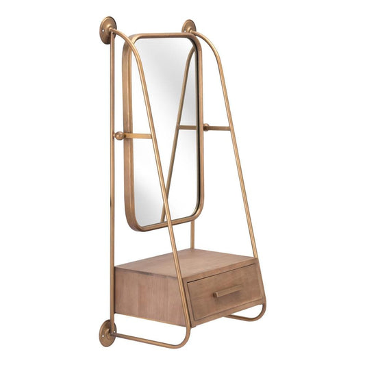 Zuo Modern - Peralta Mirror Shelf Brass & Brown - A12232 veiw 1