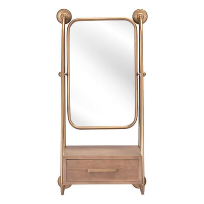 Zuo Modern - Peralta Mirror Shelf Brass & Brown - A12232 veiw 2